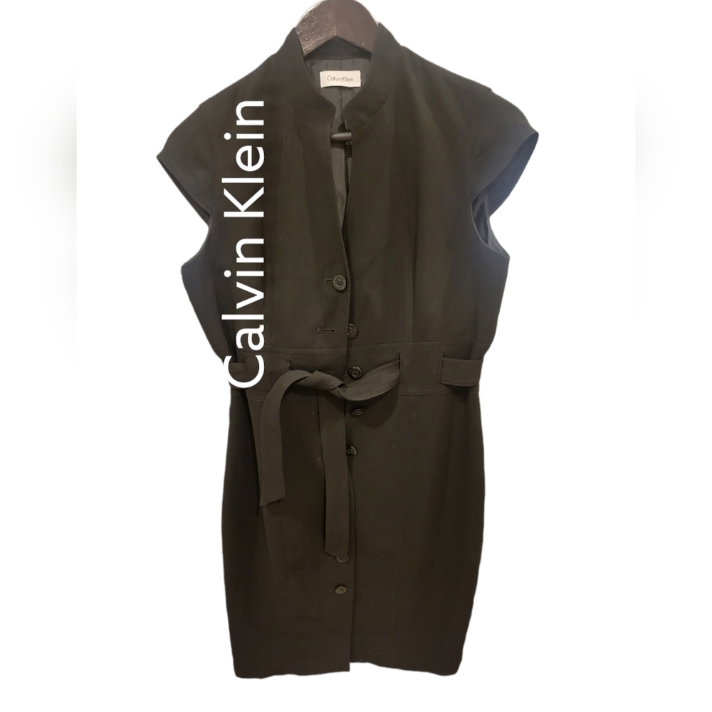 Calvin Klein Black Belted Waist Sheath Dress size 2